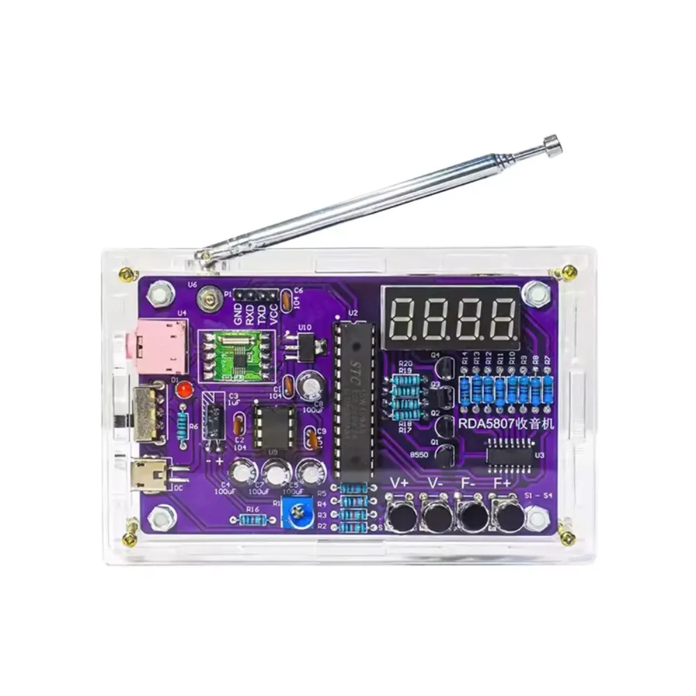 RDA5807S Radio Receiver Module Kits FM Electronic DIY Circuits Parts Digital Tube Display 87-108MHz Dual Power Supply