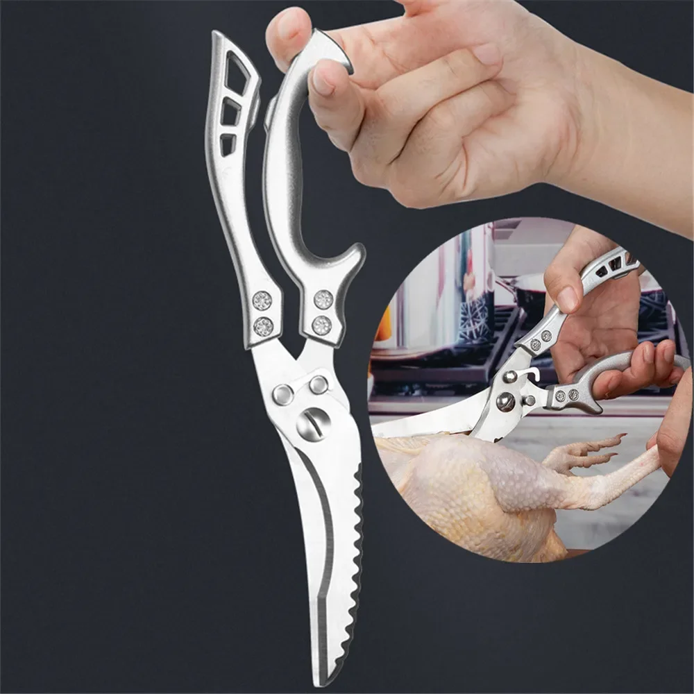 Kitchen Bone Scissors Stainless Steel Knife Kitchen Gardening Strong Scissors Chicken Bone Scissors Professional Sharp Scissors