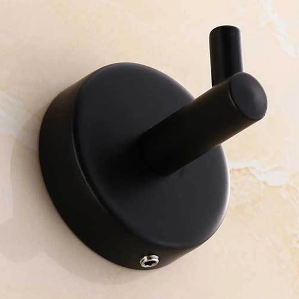 

Bathroom Wall Mounted Clothes Hook Black Stainless Steel Rust Free Lightweight Towel Hanger Non-Adhesive Round Cloakroom