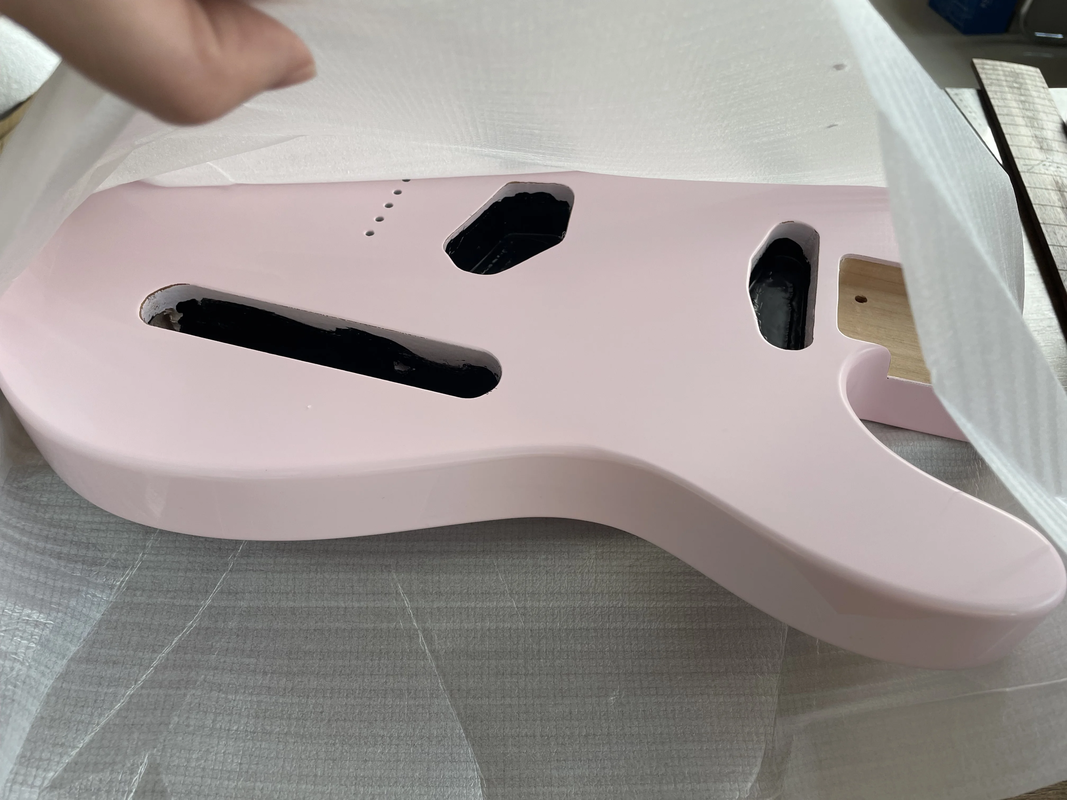 High Gloss Finished Guitar Body, Rare Color, DIY Upgrade, Alder Wood, T and L Style, Light Pink, 5.56cm Width, New