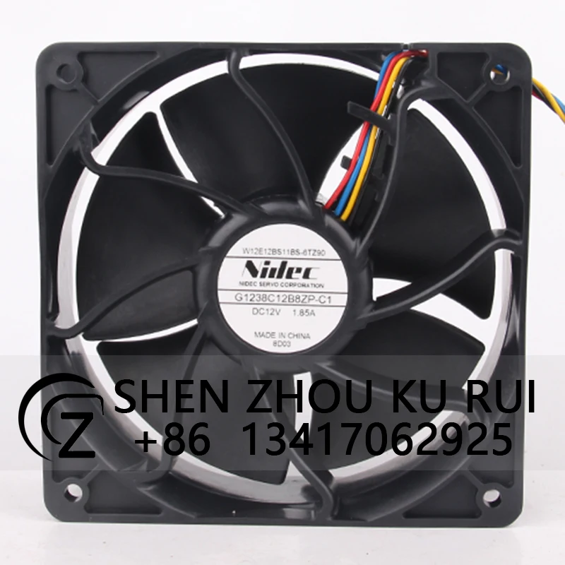 Case Fan Dual Ball Bearing for Nidec G1238C12B8ZP-C1 120*120*38mm 12V 1.85A 12038mm PWM Temperature Control Cooling Fan