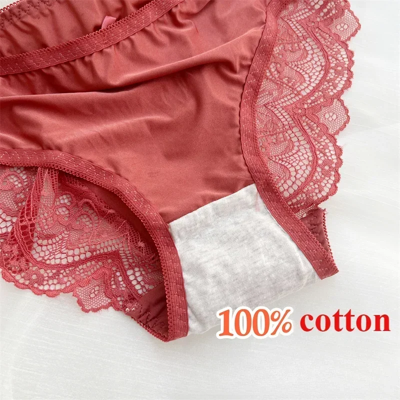 กางเกงในผ้าไหมน้ำแข็งสำหรับผู้หญิง ปี 2024 ไซส์ใหญ่ ไร้ตะเข็บ บวกไซส์ ชุดชั้นในสตรี ลูกไม้ เซ็กซี่
