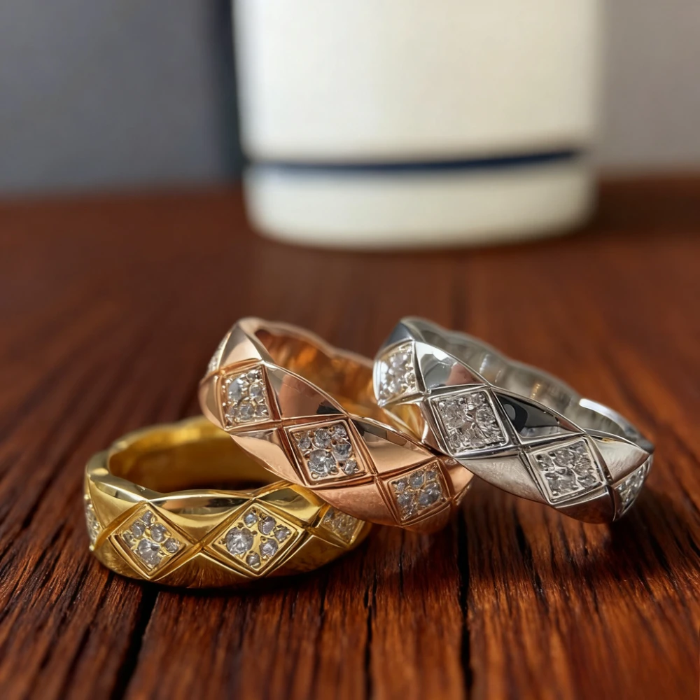 

2025 Trendy Jewelry Wide Diamond Ring with CNC Handicraft, Ring Wholesale with Free Shipping