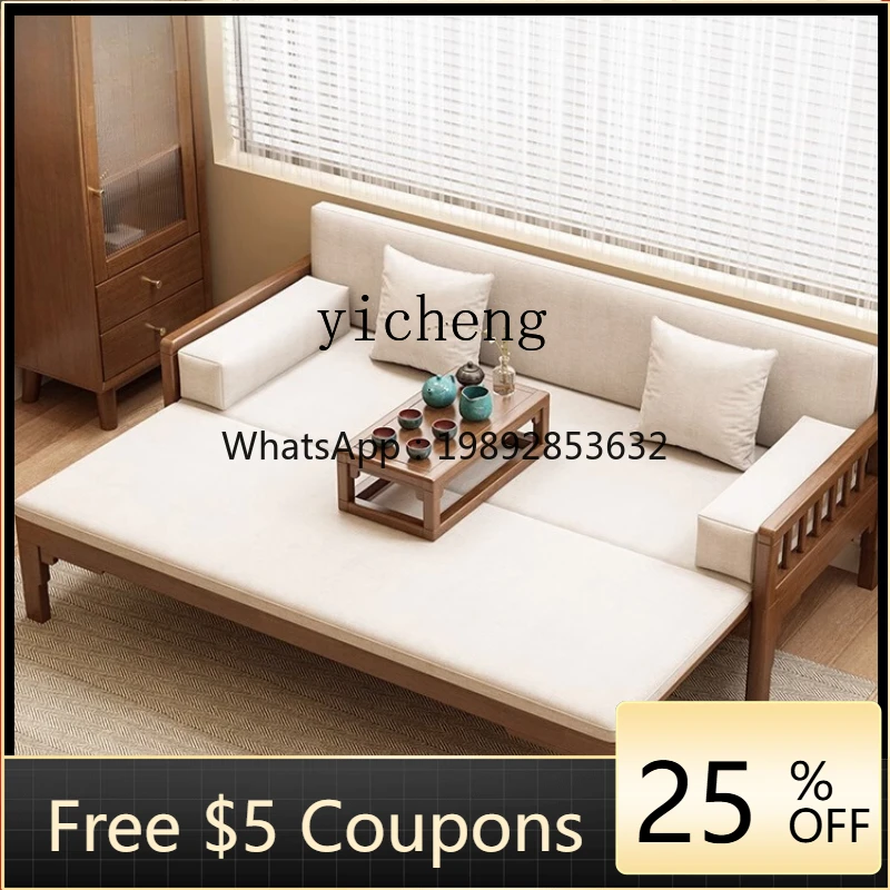 

Zf Bed with Rollers Table-Chair Set Small Apartment Retractable Bed Log Sofa Bed Dual-Use