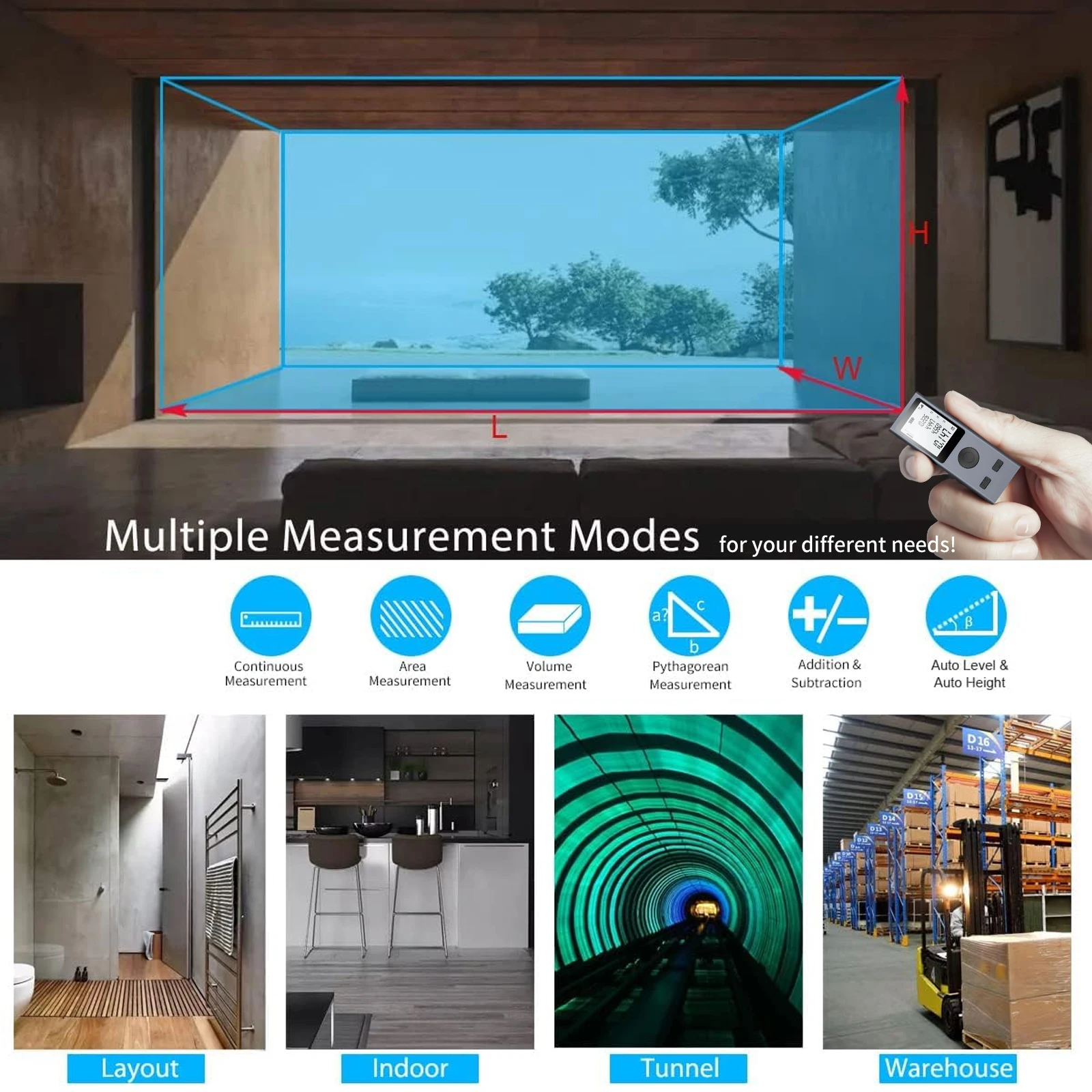 Mini medidor de distancia láser inteligente de 30M/50M, telémetro infrarrojo, herramientas de telémetro láser portátil recargable por USB