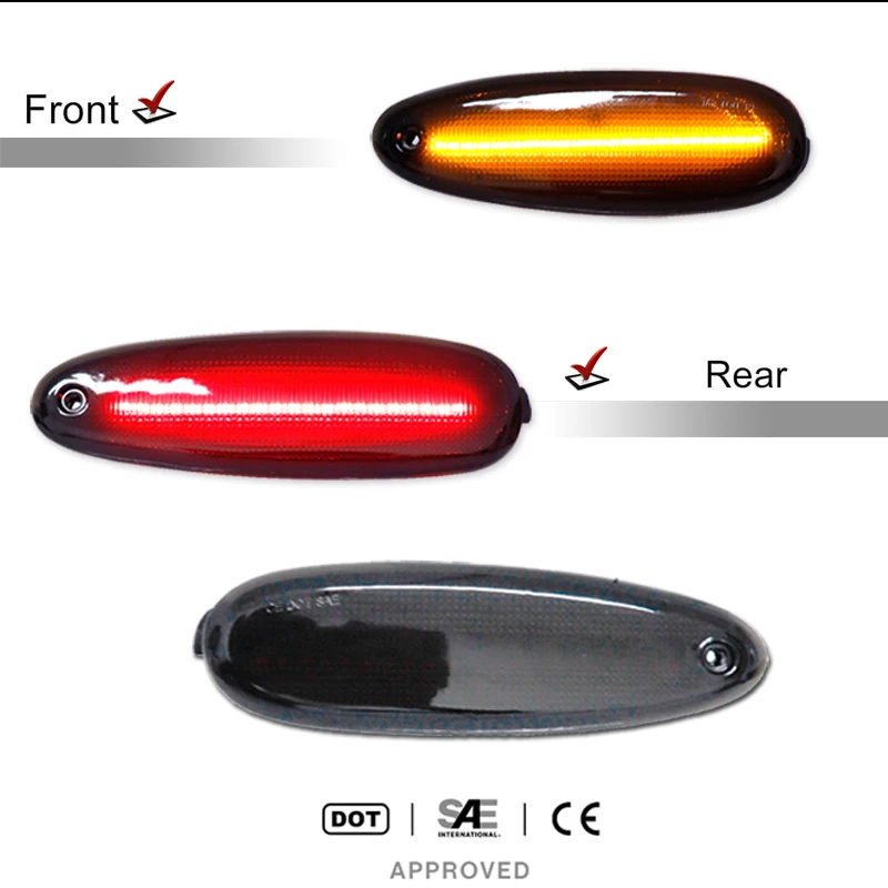 Car Amber/Red Full LED Side Marker Light Assembly For 1996-1999 Ford Taurus & Mercury Sable ,Replace OEM Sidemarker Lamps