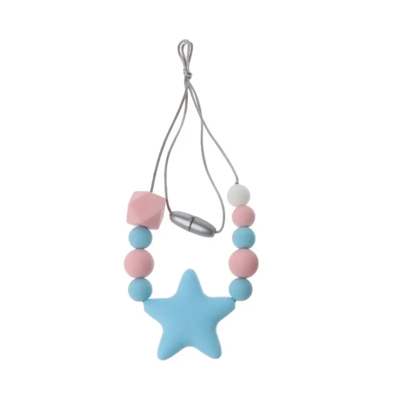 Silicone Teething Necklace Star Teether Nursing Necklace Jewelry-Teether Chewing Baby Silicone Beads Teether Sensory Toy