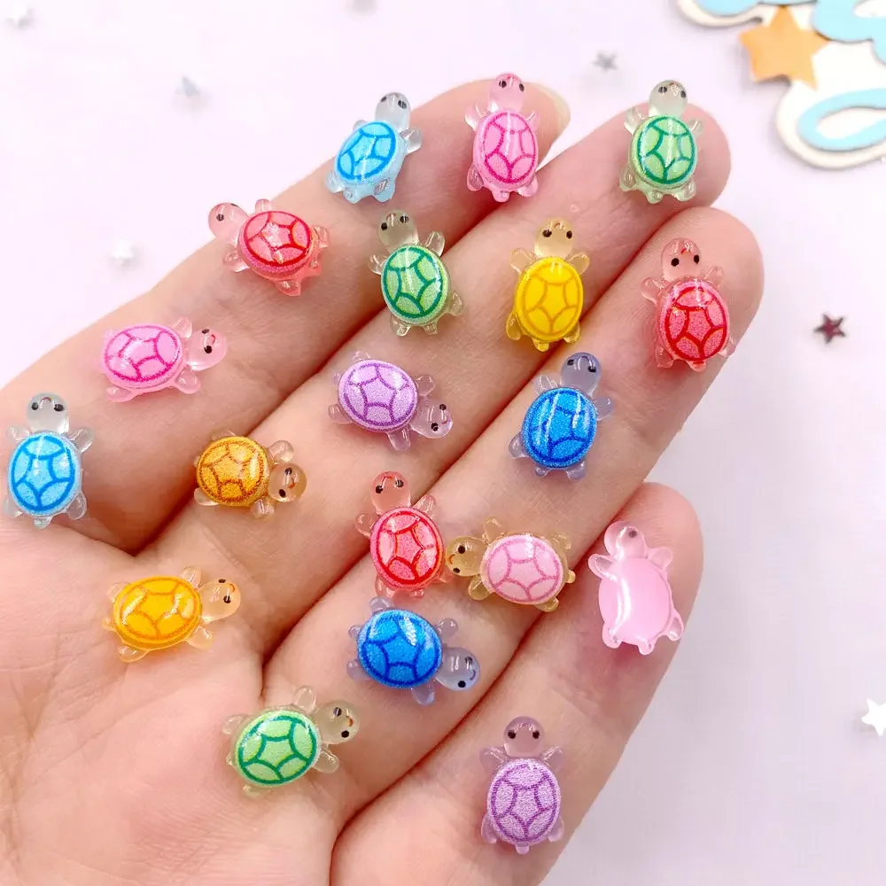 60pcs Resin 8*12mm Colorful 3D Mini Tortoise Flat back Rhinestone Scrapbook DIY Wedding Figurine Decor Craft Jewelry Accessories