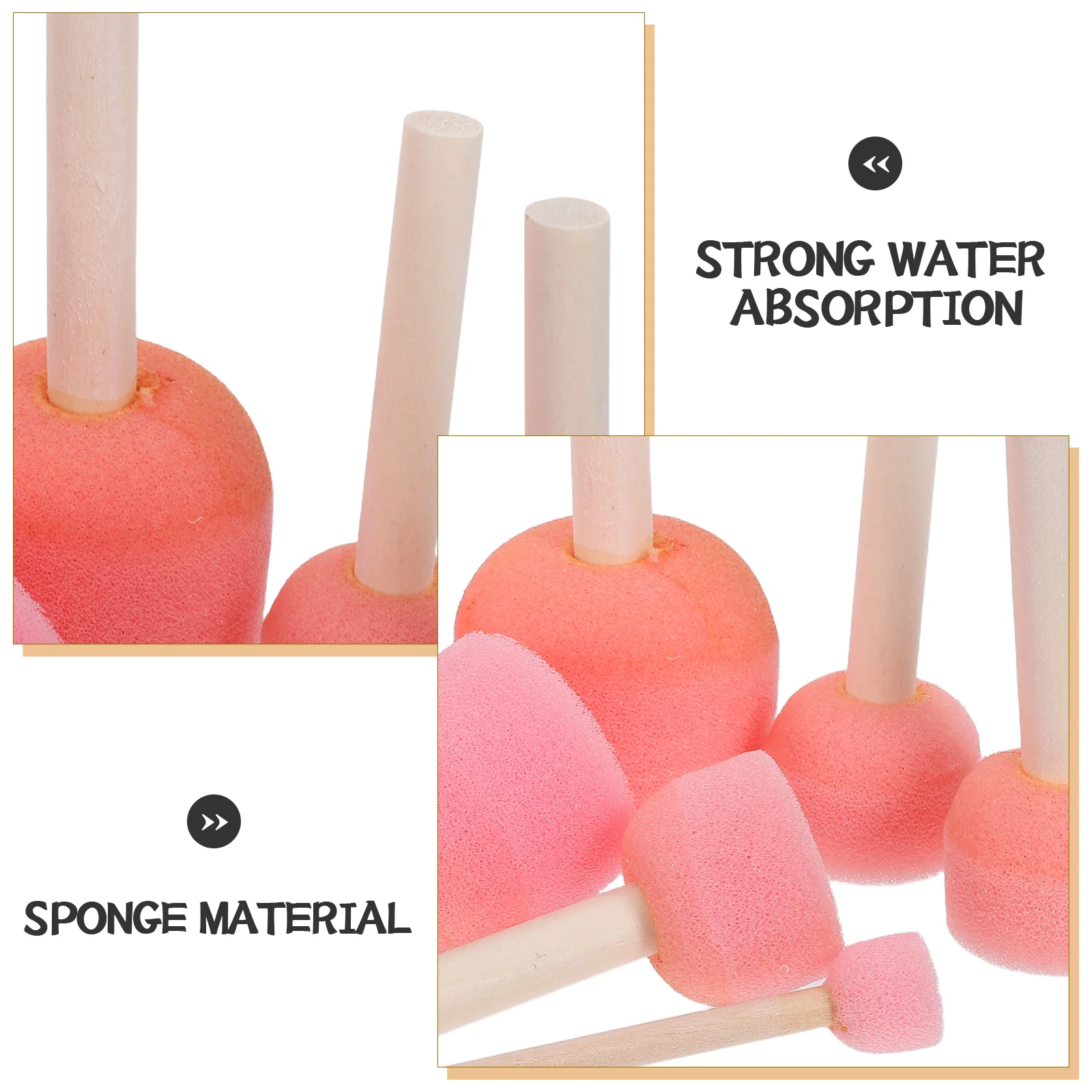 25Pcs Children Sponge Paintbrush Set Round Wood Handle Sponge Brushes Small Foam Paint Tools for Kids Craft Painting Drawing