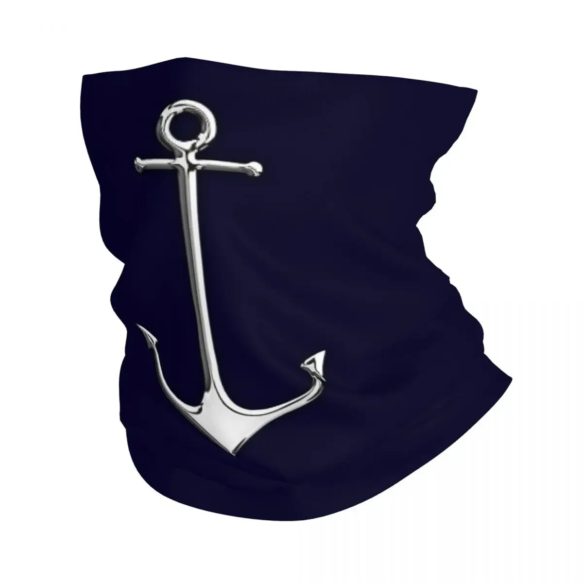 Chrome Style Nautical Thin Anchor Applique Bandana Neck Cover Printed Wrap Mask Scarf Warm Headwear Riding Unisex Adult Winter