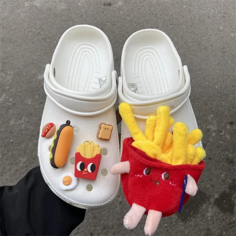 DIY French Fries Burger Shoe Charms Designer Cute Shoes Charms for Crocs Fashion Shoe Accessories Decoraion for Kids Gift