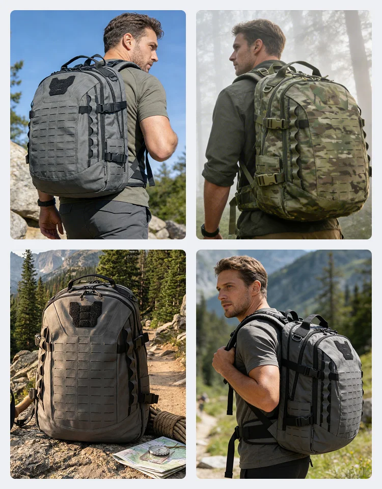 Taktischer Rucksack 44L MOLLE Outdoor EDC Wanderrucksack Camping Reisetasche Herren Jagdtaschen mit Hüftstütze – Detail 5