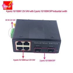 4 ports 10/100M 12V-54V with 2 ports10/100M SFP Ethernet industrial swith