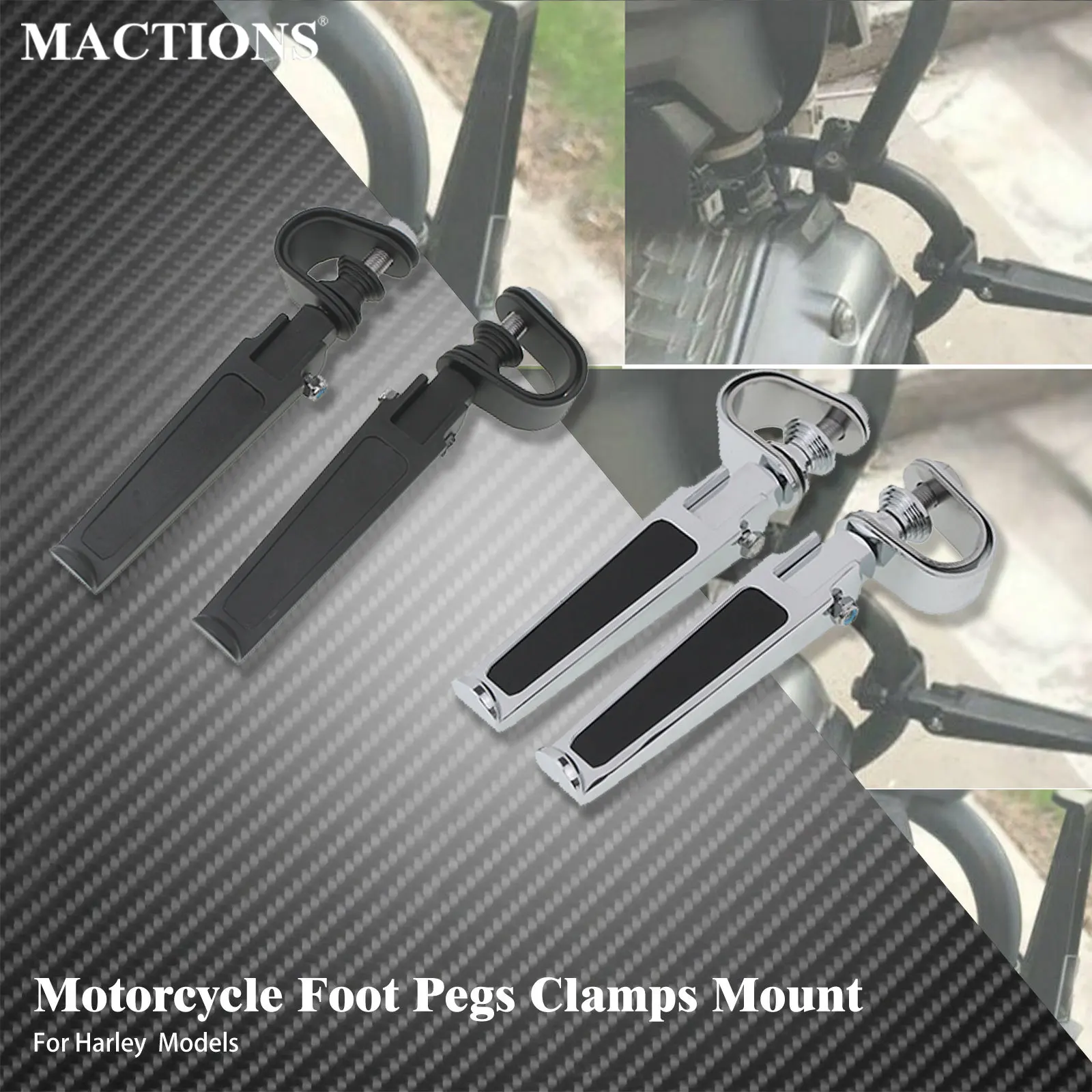 Clavijas de pie para motocicleta, montaje de 25MM, 32MM, barras de choque, reposapiés de carretera para Harley, Softail, Touring, FLTR, Dyna, Honda