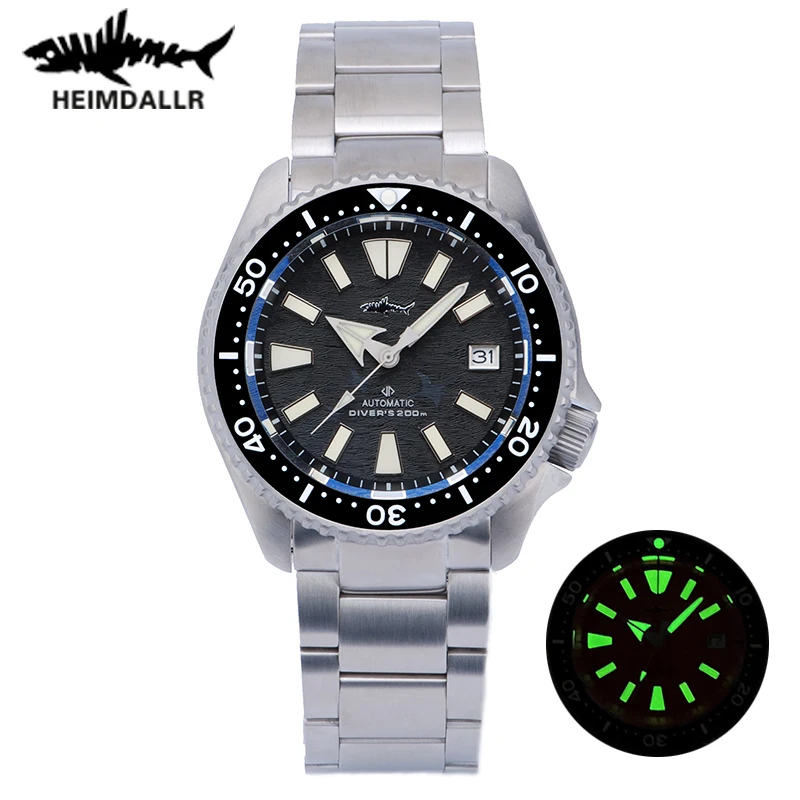 HEIMDALLR Titanium  SKX007 Vintage Diver Watch Mechanical Men Watches 200M Sapphire C3 super Luminous NH36 Automatic Movement