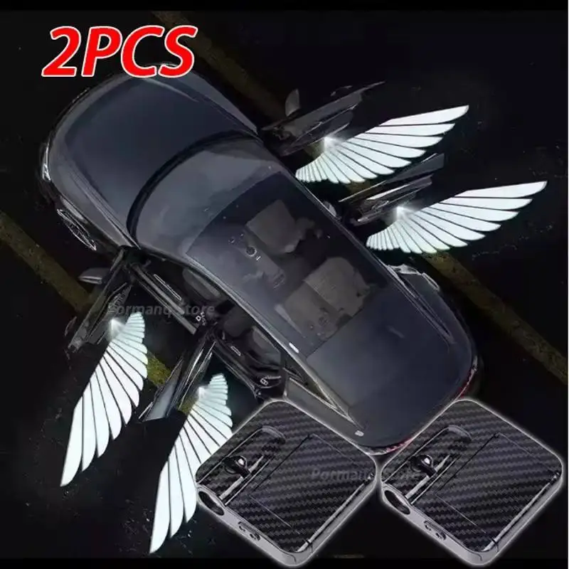 

2Pcs Car Angel Wings Wireless Car Door Welcome Courtesy Shadow Projector Lamp LED HD Logo Light Cars Accessories