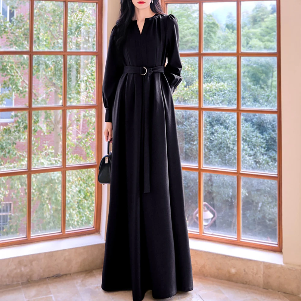 New women's ultra long dress Fashion Luxury Evening Dresses Charming Purple A-line skirt highlights the elegant charm of Female