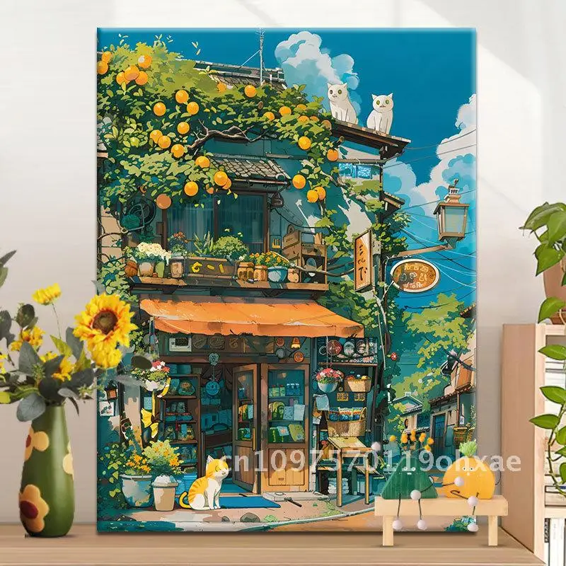 

DIY Digital Oil Painting Acrylic Filled Hand-Painted Landscape Modern Minimalist Healing Decompression Artwork Frameless