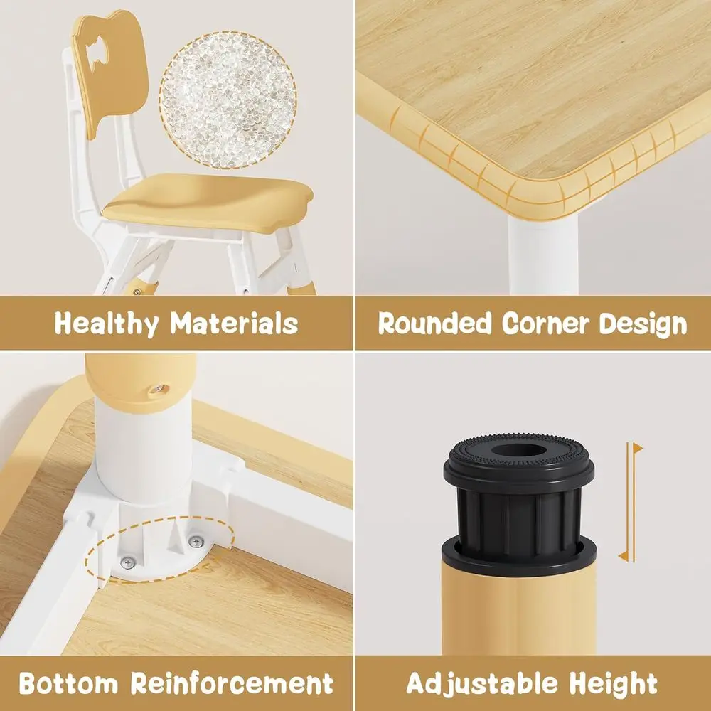 โต๊ะเด็กปรับความสูงได้และเก้าอี้ 2 ตัว ดีไซน์ลายกราฟฟิตี โต๊ะกิจกรรมหลากหลายสำหรับเด็กอายุ 2-8 ปี เหมาะสำหรับใช้ในบ้าน ห้องเรียน สถานรับเลี้ยงเด็ก