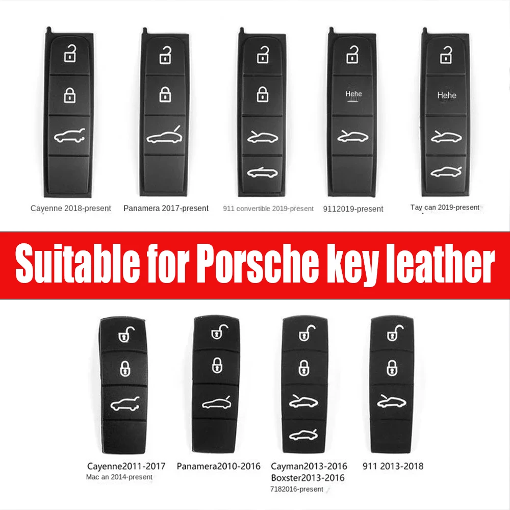 

High Quality Remote Key Rubber Buttons Leather Cover for Porsche MACAN, CAYENNE, PANAMERA, 718, TAYCAN, and 911 Car Key Cover