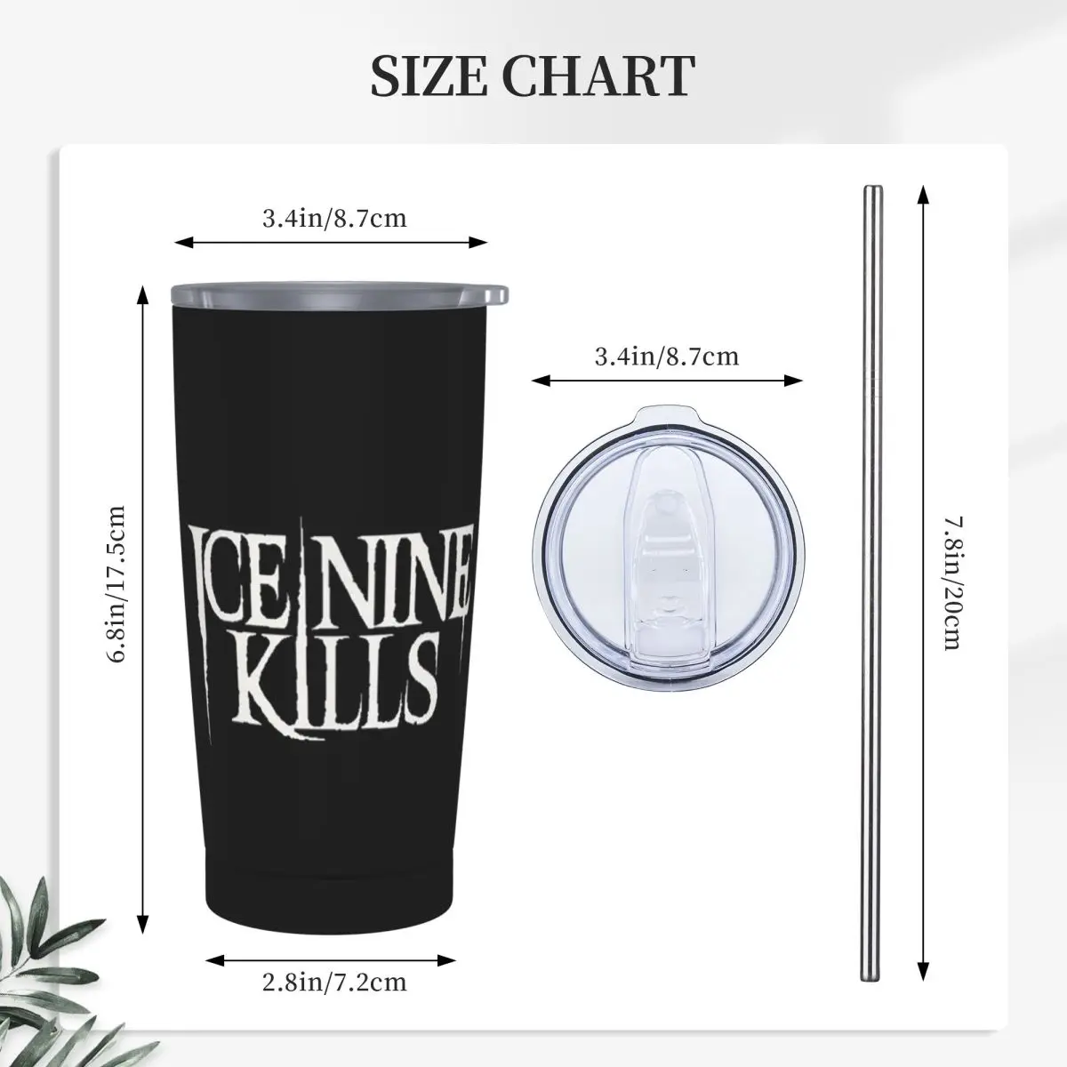 Ice Nine Kills Stainless Steel Tumbler Vacuum Insulated Mug Thermal Cold Cups Straw With Lid 20oz