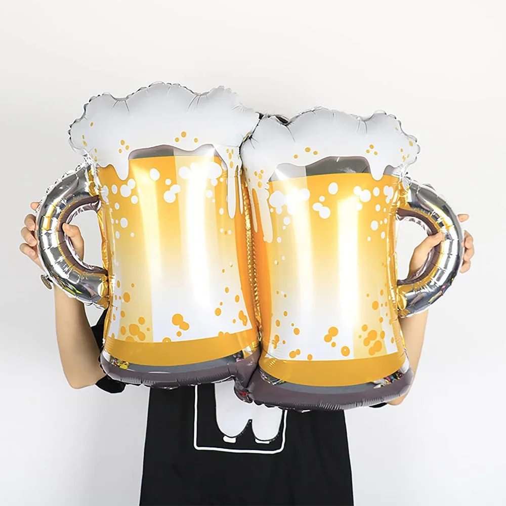 Paquete de 4 globos de Oktoberfest, globos de papel de aluminio de salud, globos de taza de cerveza, adecuados para decoraciones temáticas de fiesta de cumpleaños, decoraciones de reunión de amigos, globos de decoraciones de fiesta de Oktoberfest de Munic