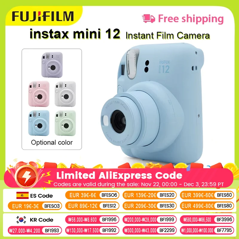 Fujifilm Instax Mini 12 Camera FUJIFILM Mini12 Film Camera Disposable Imaging Camera Birthday Gift Christmas 10 Exposures Film