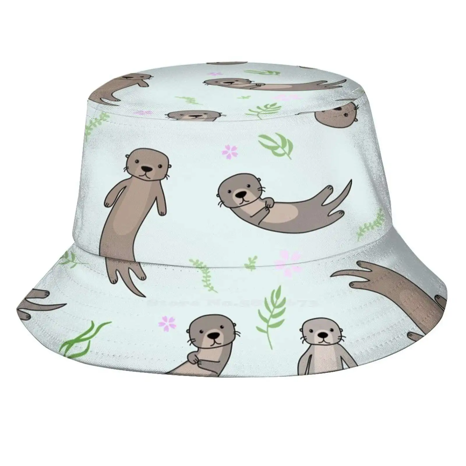 Cute Kawaii Otter Unisex Summer Outdoor Sunscreen Hat Cap Japan Australia Otter Cute Fall Season Pastel Grey Pink Cat Neko