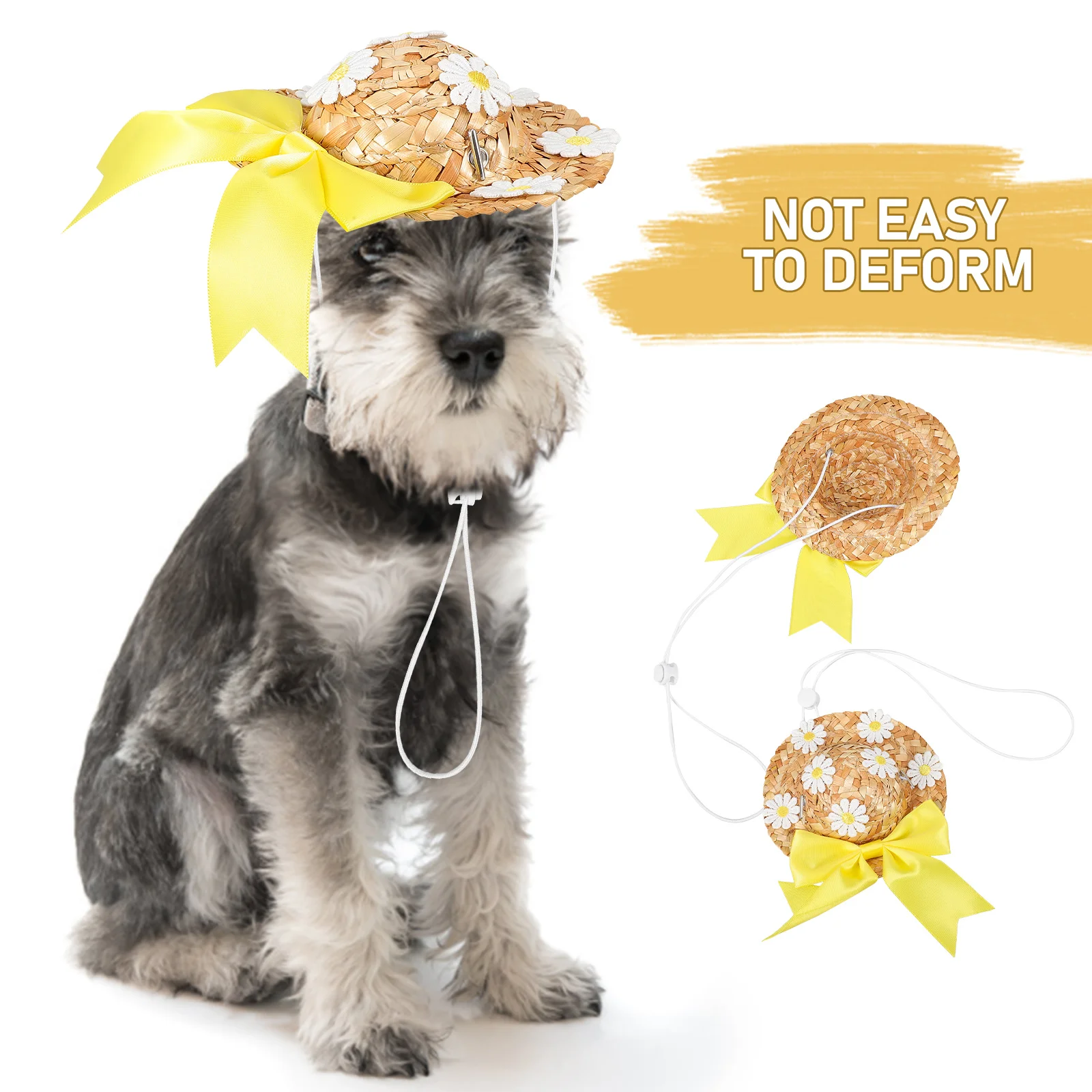 

Pet Sun Hat Lightweight Straw Kitten Accessories Small Woven Bowknot Decoration Summer Cats Dogs Party Gift Dog Straw Hat Pet