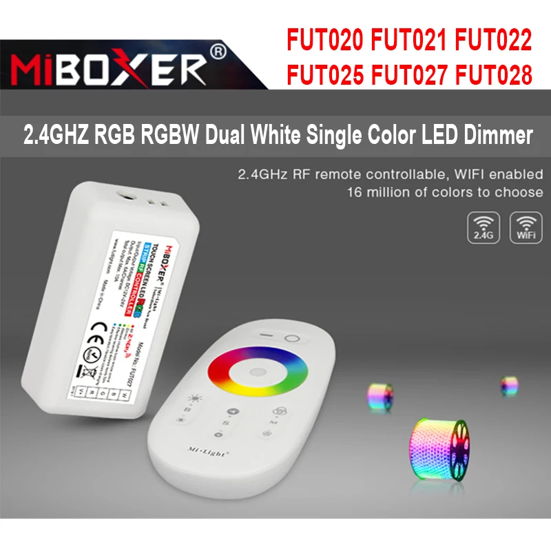 

Miboxer FUT020 FUT021 FUT022 FUT025 FUT027 FUT028 Контроллер светодиодной ленты 2,4 ГГц Touch RGB RGBW Двойной белый одноцветный светодиодный диммер
