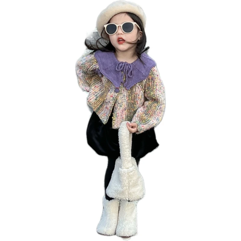 Girls Sweater Wool Coat Kids Tops Knitting 2023 Thicken Warm Winter Autumn Plus Size Cottons Cardigan Children's Clothing