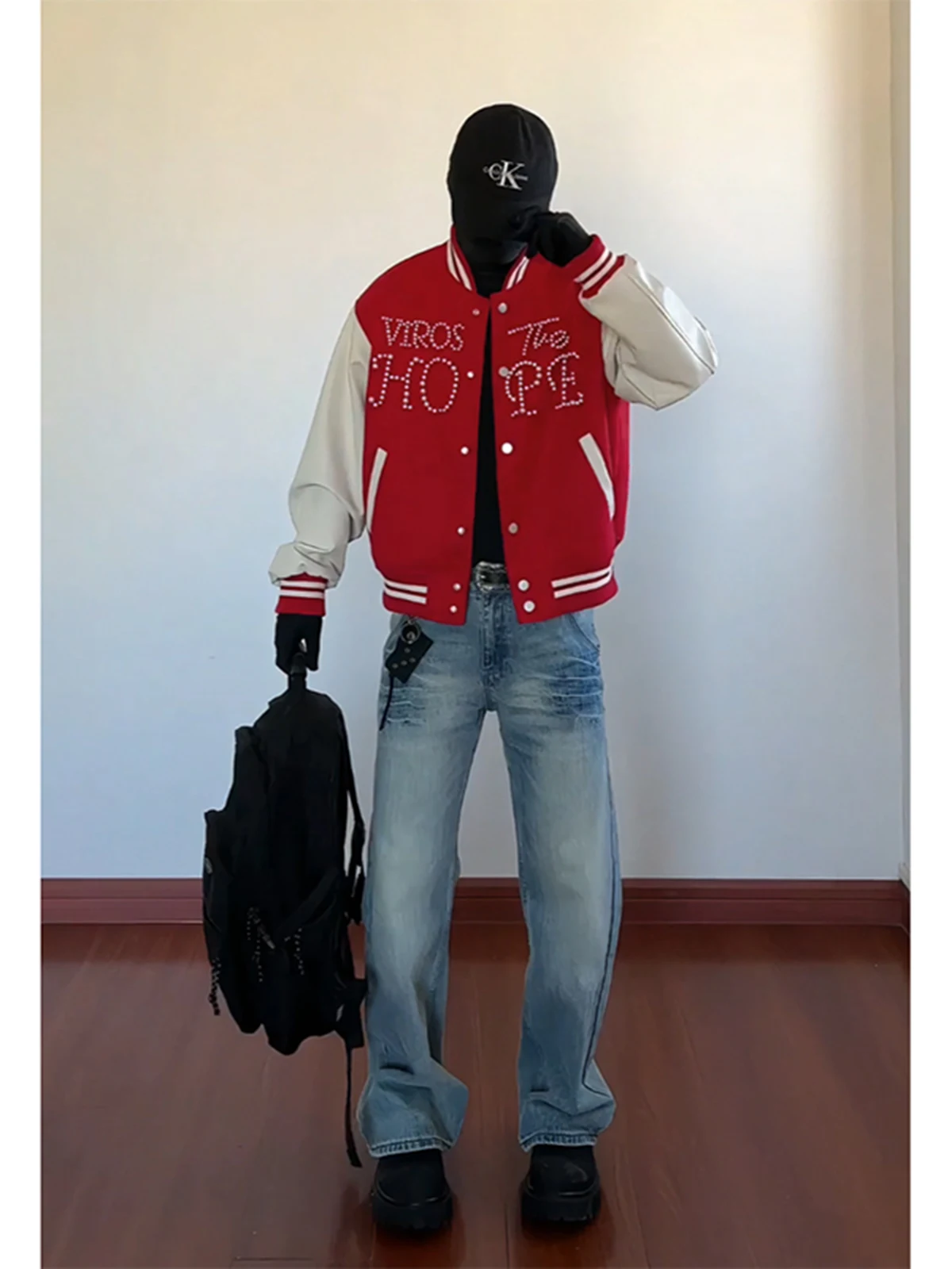 

Мужская бейсбольная куртка цвета жемчуга, весенняя, в американском ретро-стиле, модная, для уличного стиля, крутая, свободного кроя