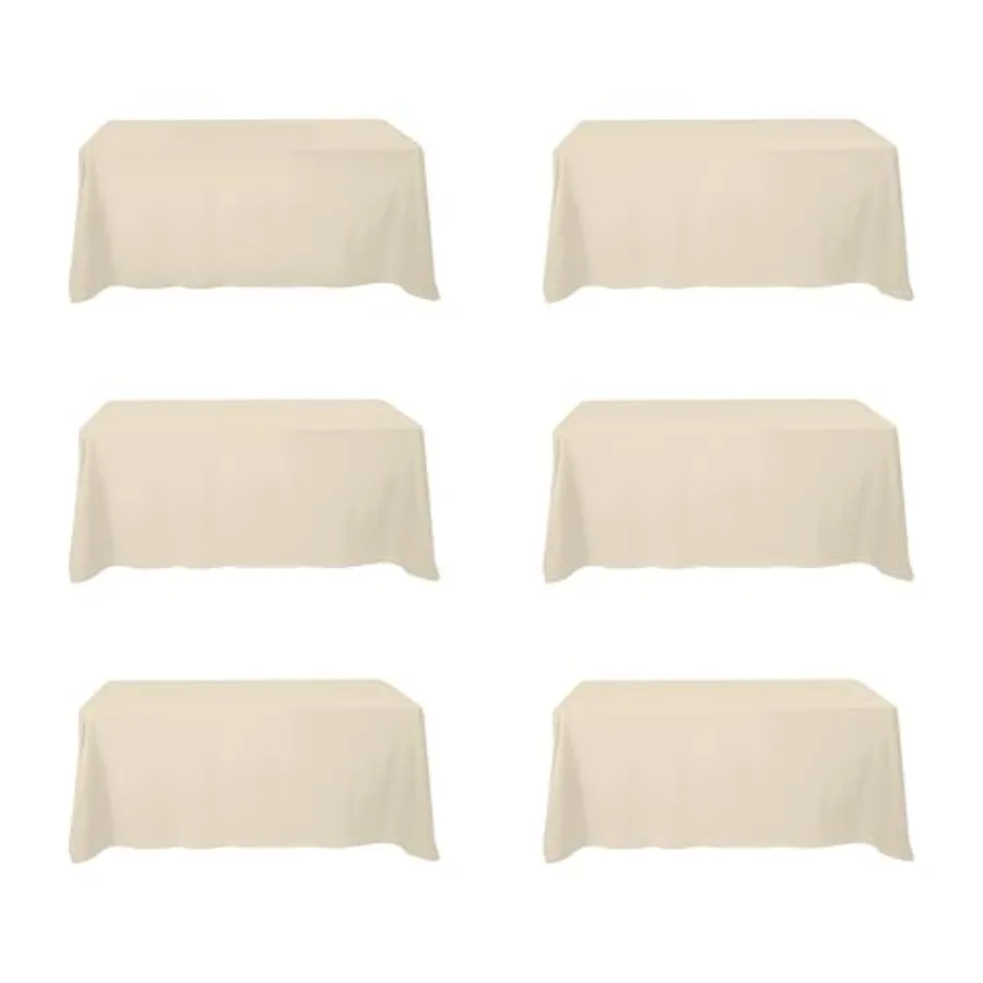

6 шт. бежевых чехлов 90 x 32 дюйма для прямоугольных стульев высотой 6 футов - 50 GSM, водонепроницаемые, устойчивые к складкам и износу, чехлы для стульев.
