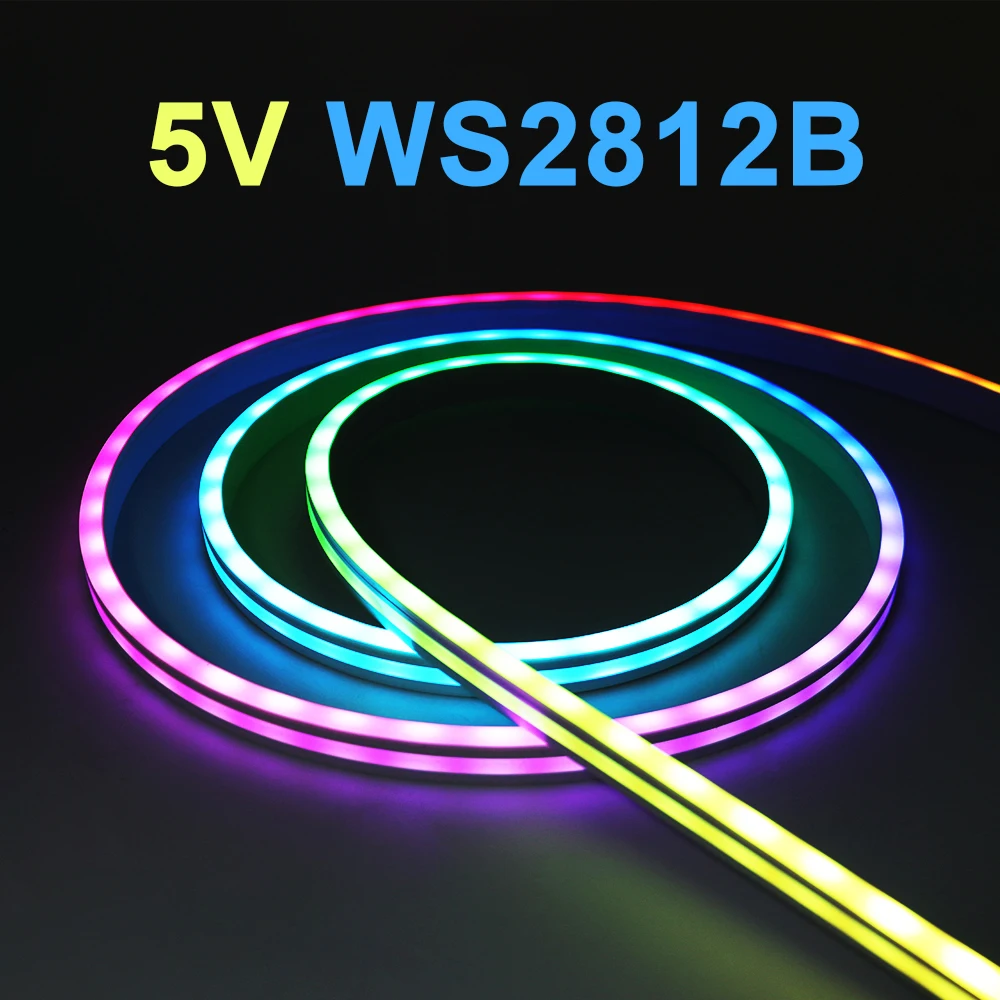 5V WS2812B RGB światło neonowe LED indywidualnie adresowalna taśma Flex Pixel kolor marzeń 5050 60Leds/m wodoodporna lampa paskiem z silikonu