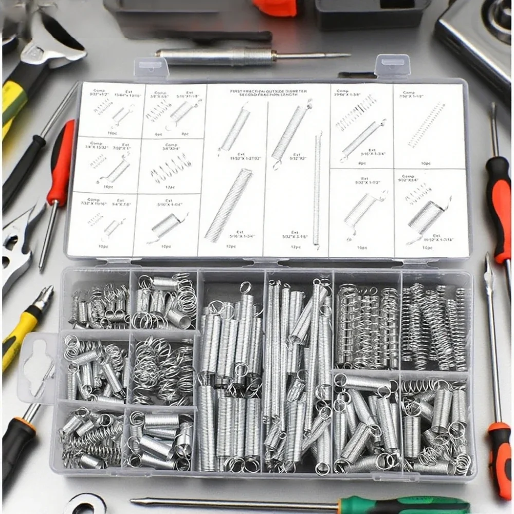 

Adea200/300pcs Springs And Springs Assortment Compression Spring Assortment Sets Plastic Boxed Set Hardware Stainless Steel Spri