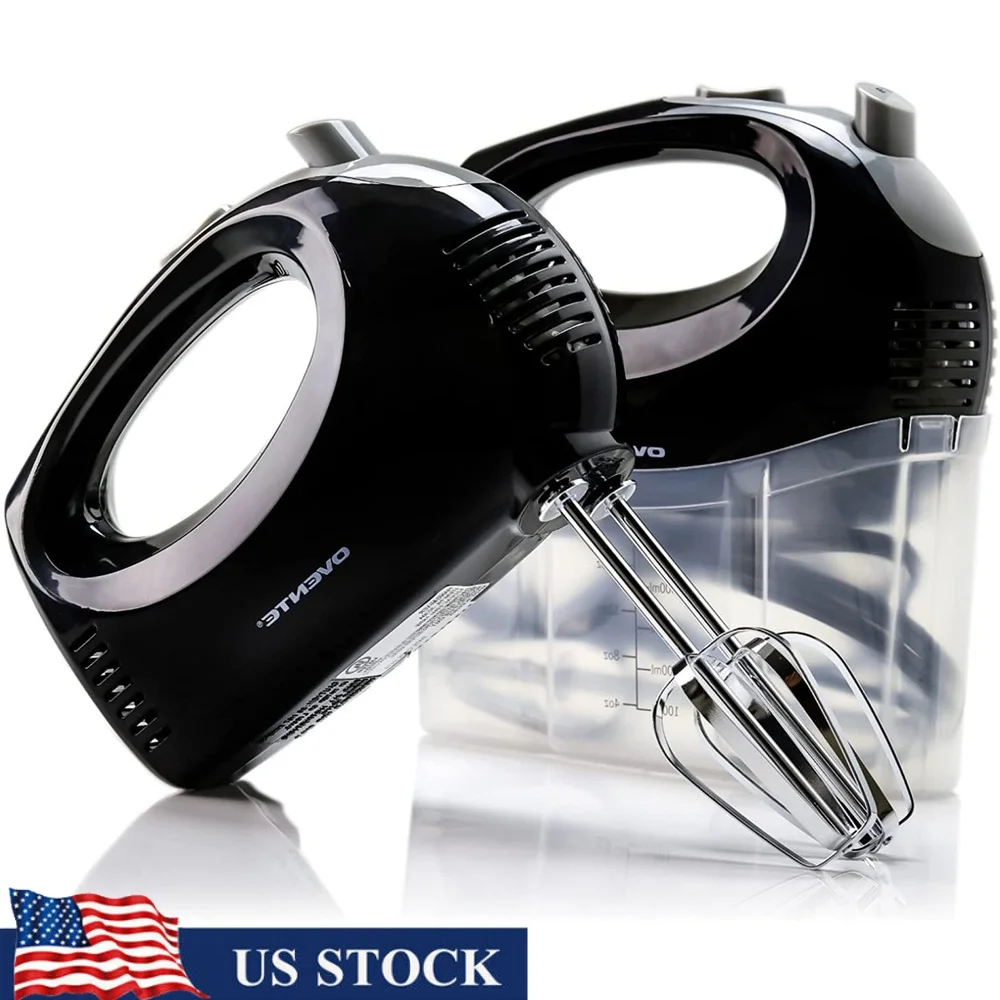 

5 Speed Electric Hand Mixer 150 Watt Ergonomic Design Lightweight Kitchen Tool Includes 2 Whisk Attachments Storage Case