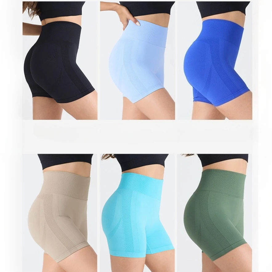 Women Seamless High Waisted Shorts Peach Hip Tight Shorts Fitness Pants Running Pants Quick Drying Women Sexy Sports Yoga Pants