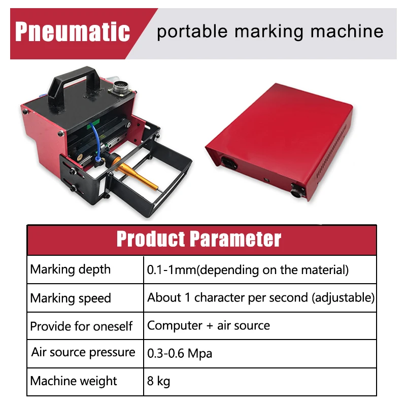 Pneumatic Marking Machine 100x20mm Metal Marking Engrave Machine Air Dot Peen Marking Machine For VIN/Code/Chassis Number 110V