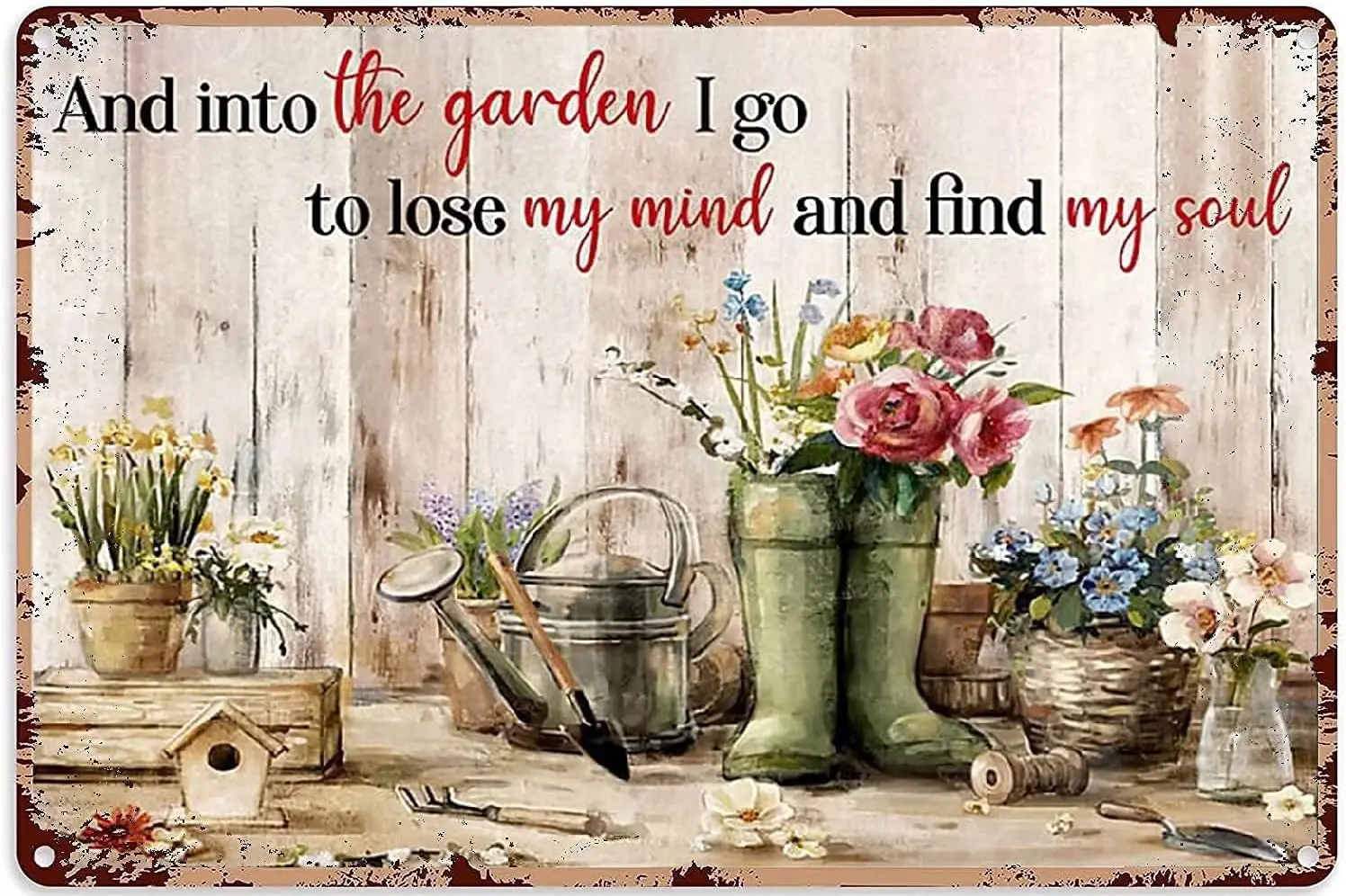 Florist Metal Tin Sign,And Into The Garden I Go To Lose My Mind And Find Room Wall Decoration Retro Bar Classic Sign Ki