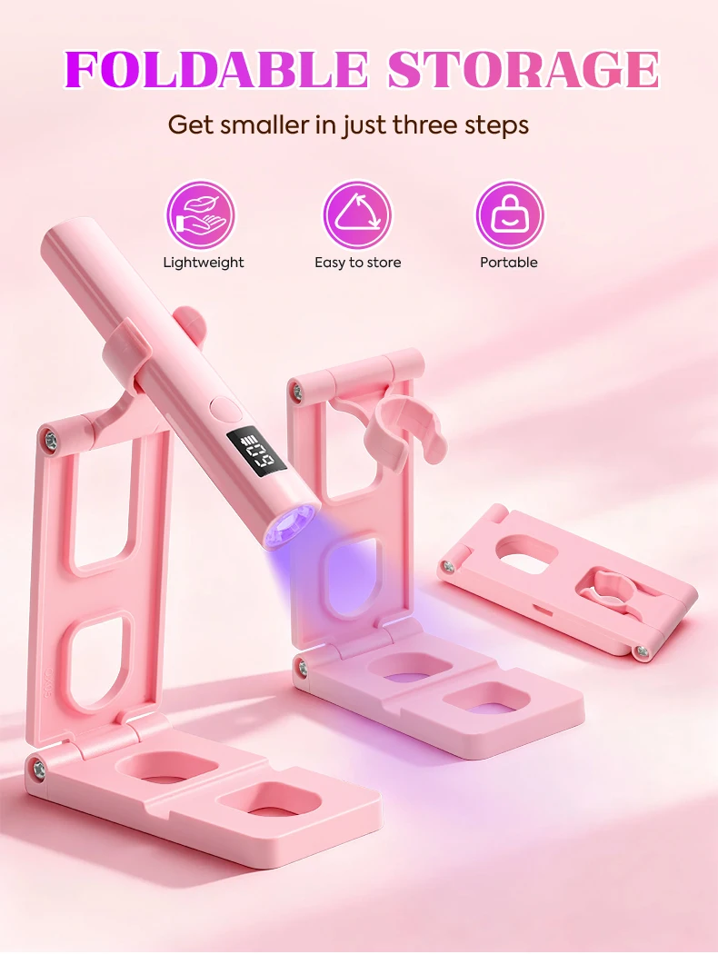Mini-Nagellampe mit 2 Timer-Einstellungen, stabiler Nagelständer, tragbare UV-LED-Nagellampe für schnelles Gel-Nagellack-Trocknen, für den Heimgebrauch, Salon, DIY. – Detail 7