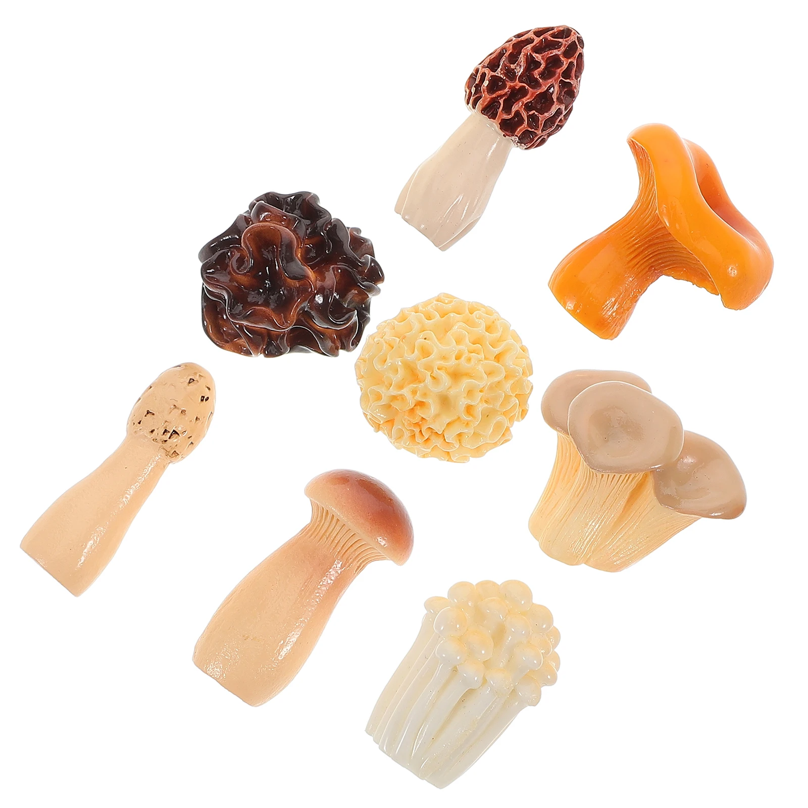 

8pcs Simulated Vegetable Mushrooms Realistic Resin Miniatures Safe Materials Faux Food Models Diy Decor Accessories Artificial