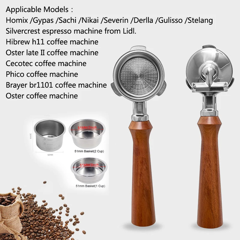 Doppel auslauf 51mm Kaffee Sieb träger mit 1 2 Tassen Korb für Homix Hibrew H11 Oster Cecotec Phico Brayer Br1101 Kaffee maschine