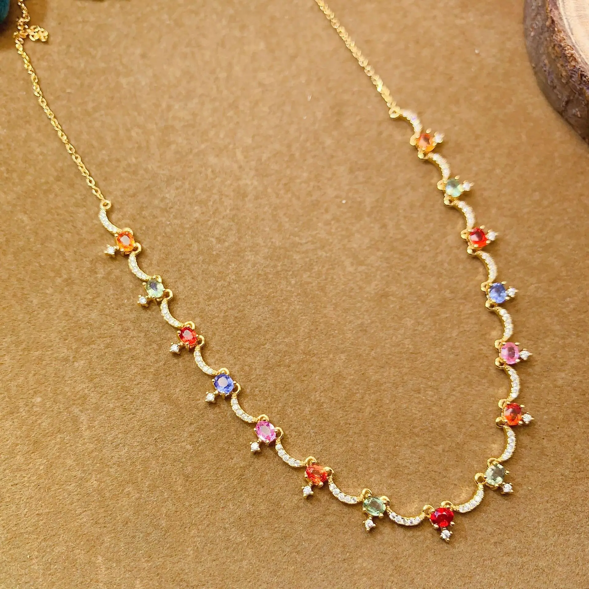 

3*4mm Natural Fancy Sapphire Necklace, S925 Silver Candy Color Gemstone, Luxury Unique Jewelry Gift