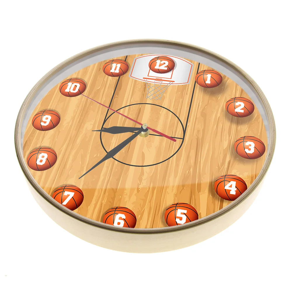 Basketball Balls Numbers Novelty Wall Clock For Bedroom Shoot A Basket Slam Slam Dunk Basketballer Designer Silent Quartz Clock