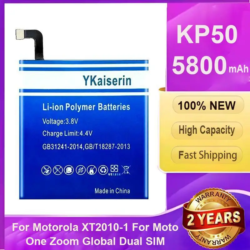 

Высокопроизводительный аккумулятор мобильного телефона 5800 мАч для Motorola Moto XT2010-1, один зум, глобальный, двойной Sim KP50, сменный