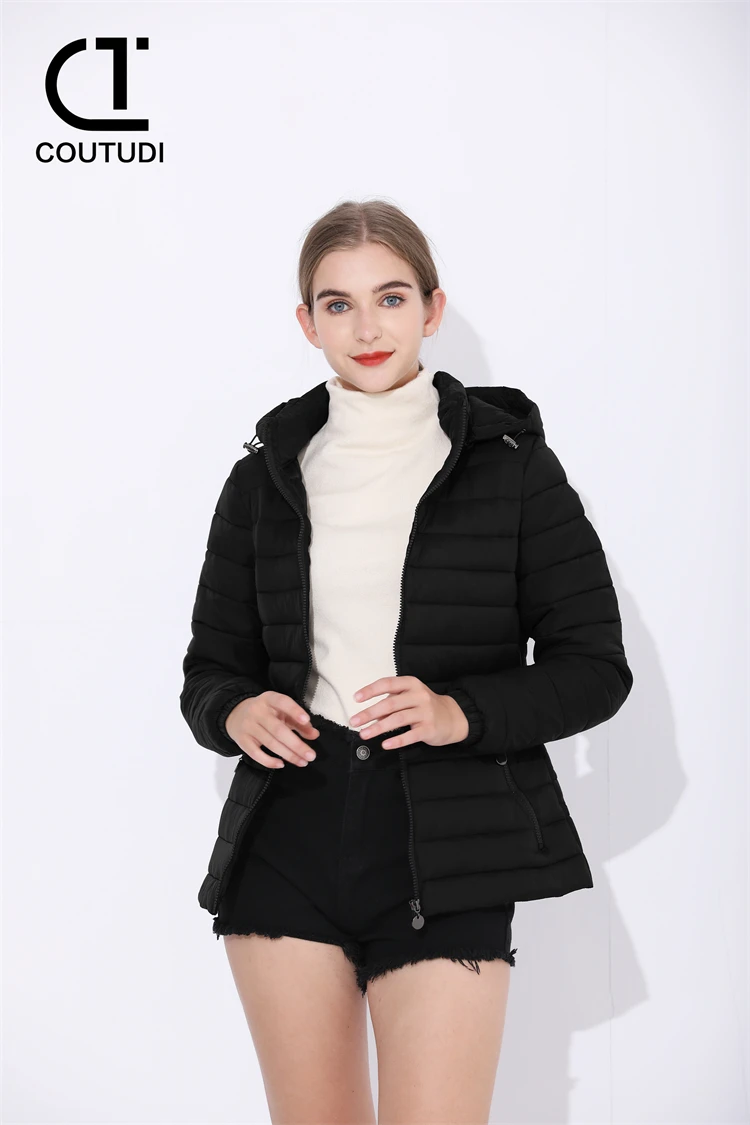 COUTUDI Long Sleeve Puffer Jackets for Women, Ultralight Down, Cotton Jacket, Warm Coat, Female Parkas, Fashion, Autumn Winter