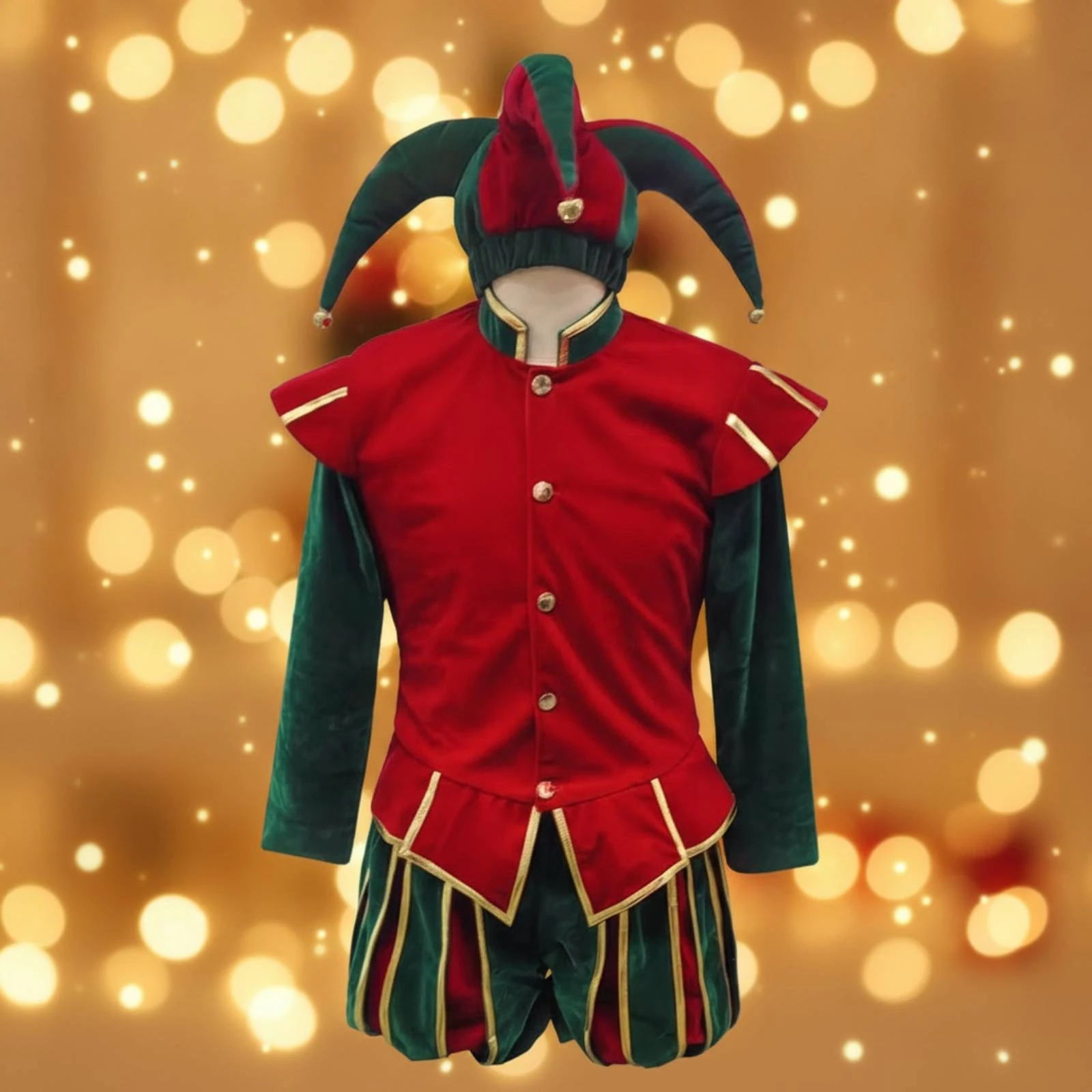 Jester Costume with Hood Full Set Jester Costume Apparel Colorful Exaggerated for Cosplayers, Cosplay, Stage Performances
