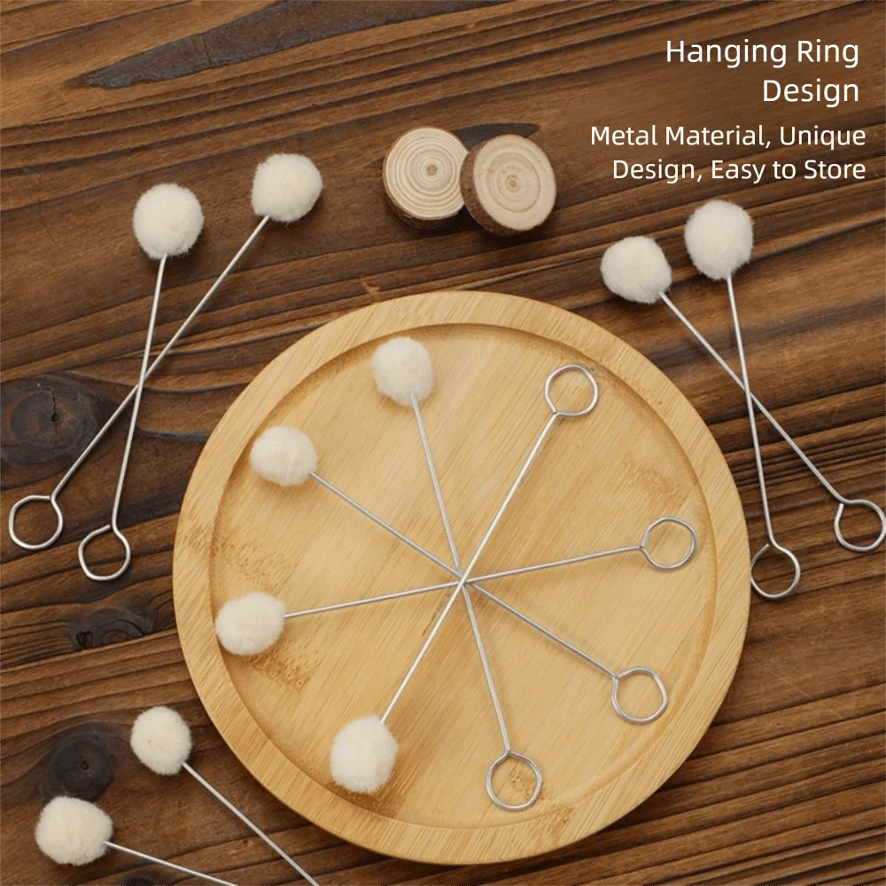 

100Pcs 12.5/15cm Leather Wool Balls Painting Brush DIY Craft Corrosion-resistant Wool Daubers Ball Brush with Metal Handle