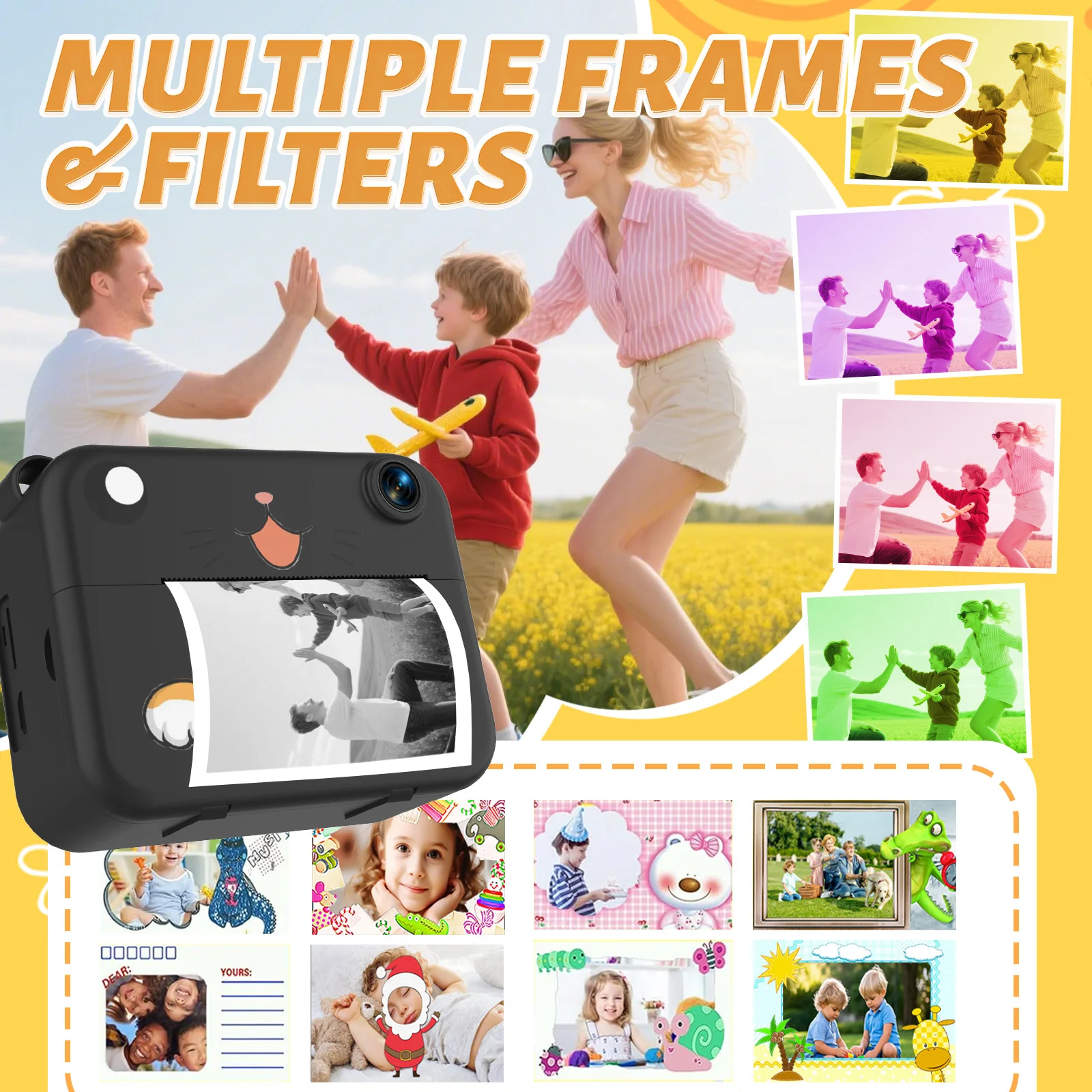 디지털 어린이 카메라 키즈 카메라 즉석 인화 사진 HD 비디오 레코더 미니 열 프린터 최고의 생일 축제 선물 1080p