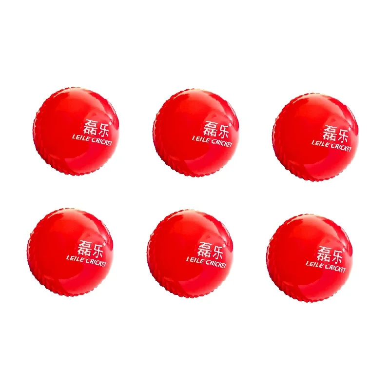 6 Pcs Cricket Plastic Ball Red Rubber Ball Beginners Practice Soft Simulated Hollow Non-Slip Elastic Game Entertainment Props